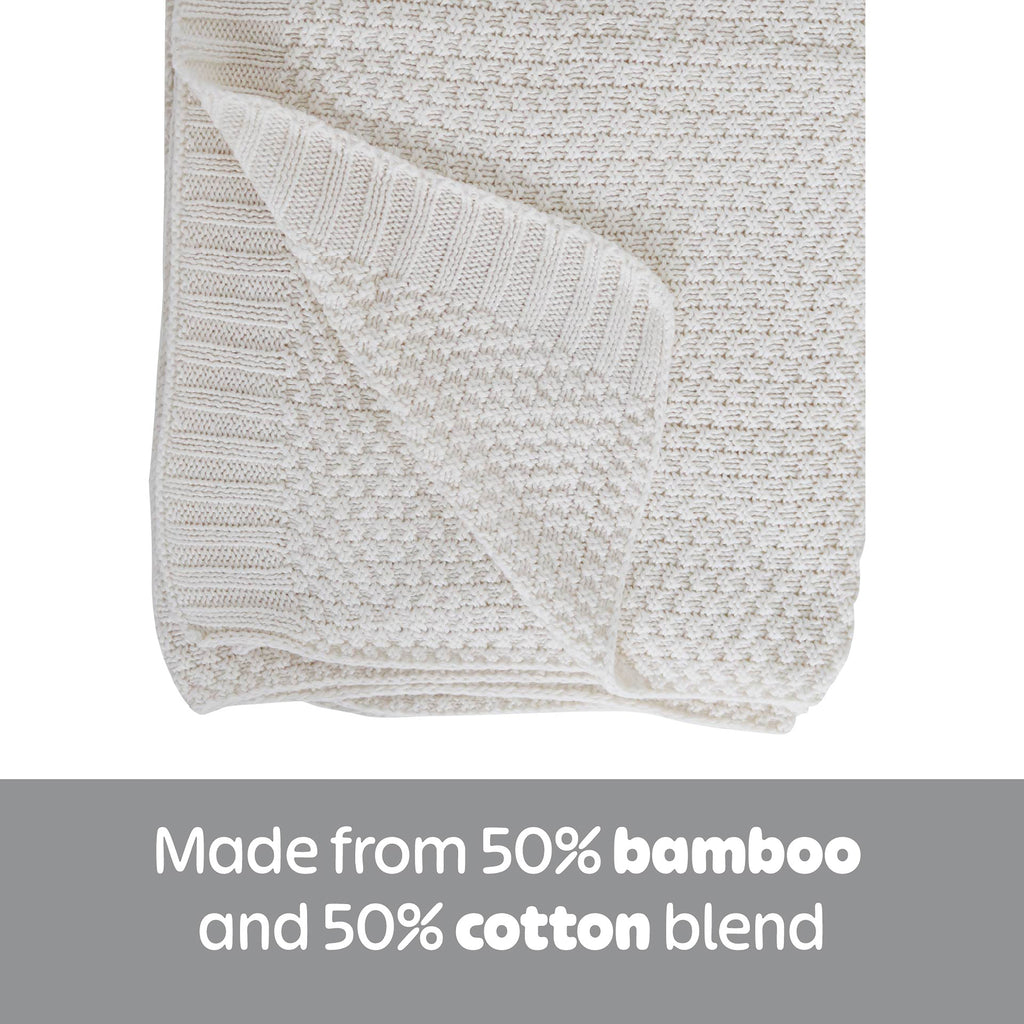 Knitted Cotton and Bamboo Baby Blanket - Cream (80 cm x 100 cm)