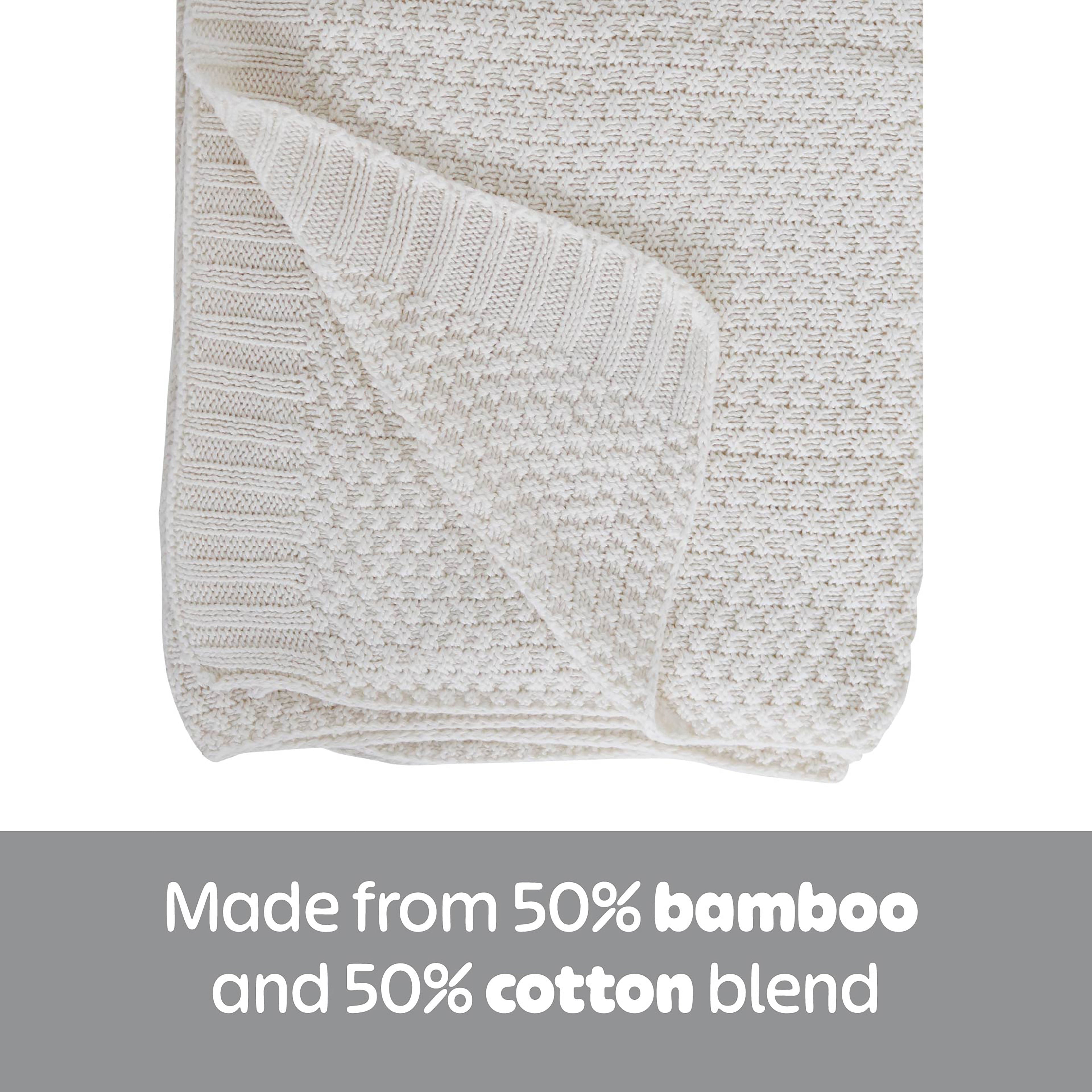 Knitted Cotton and Bamboo Baby Blanket - Cream (80 cm x 100 cm)