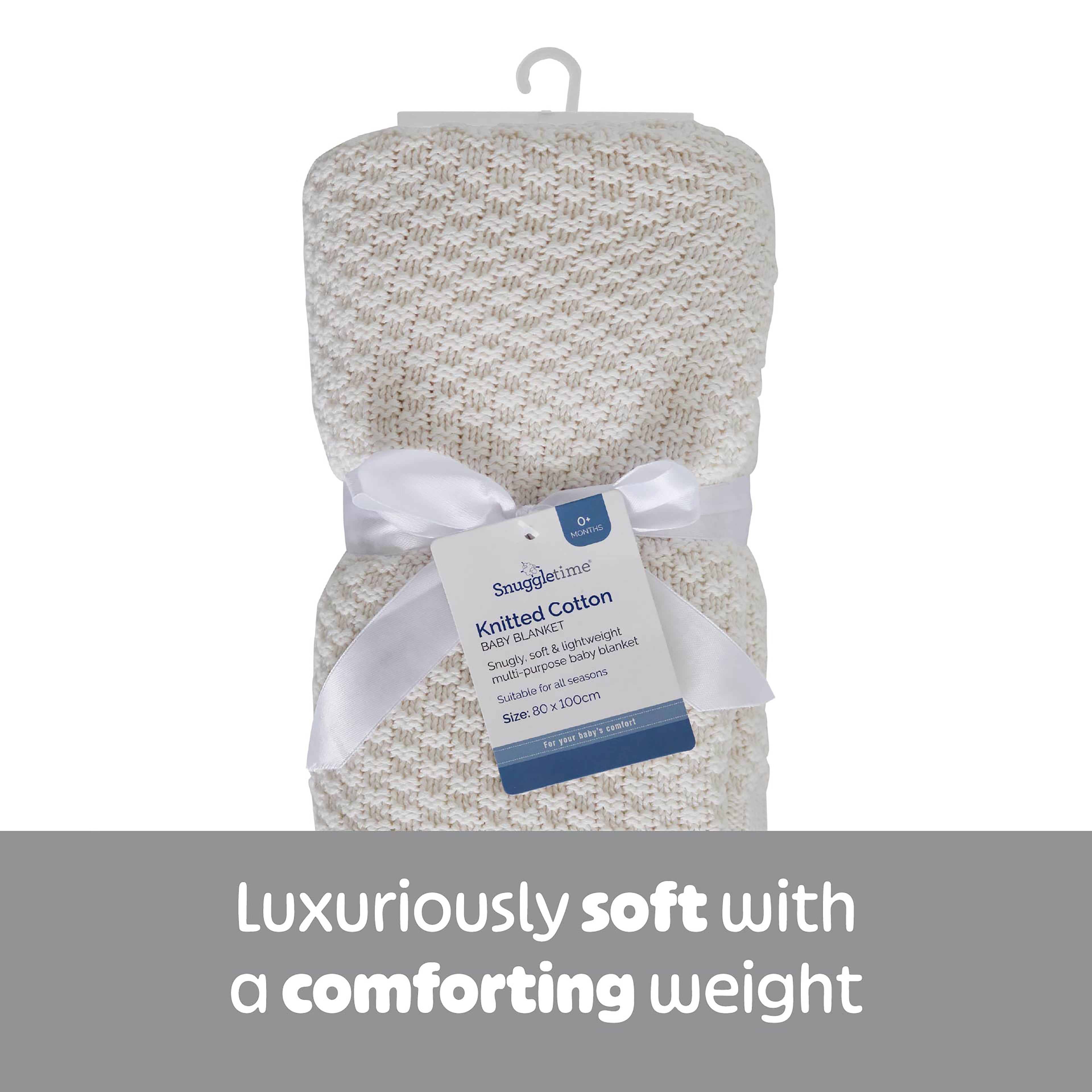 Knitted Cotton and Bamboo Baby Blanket - Cream (80 cm x 100 cm)