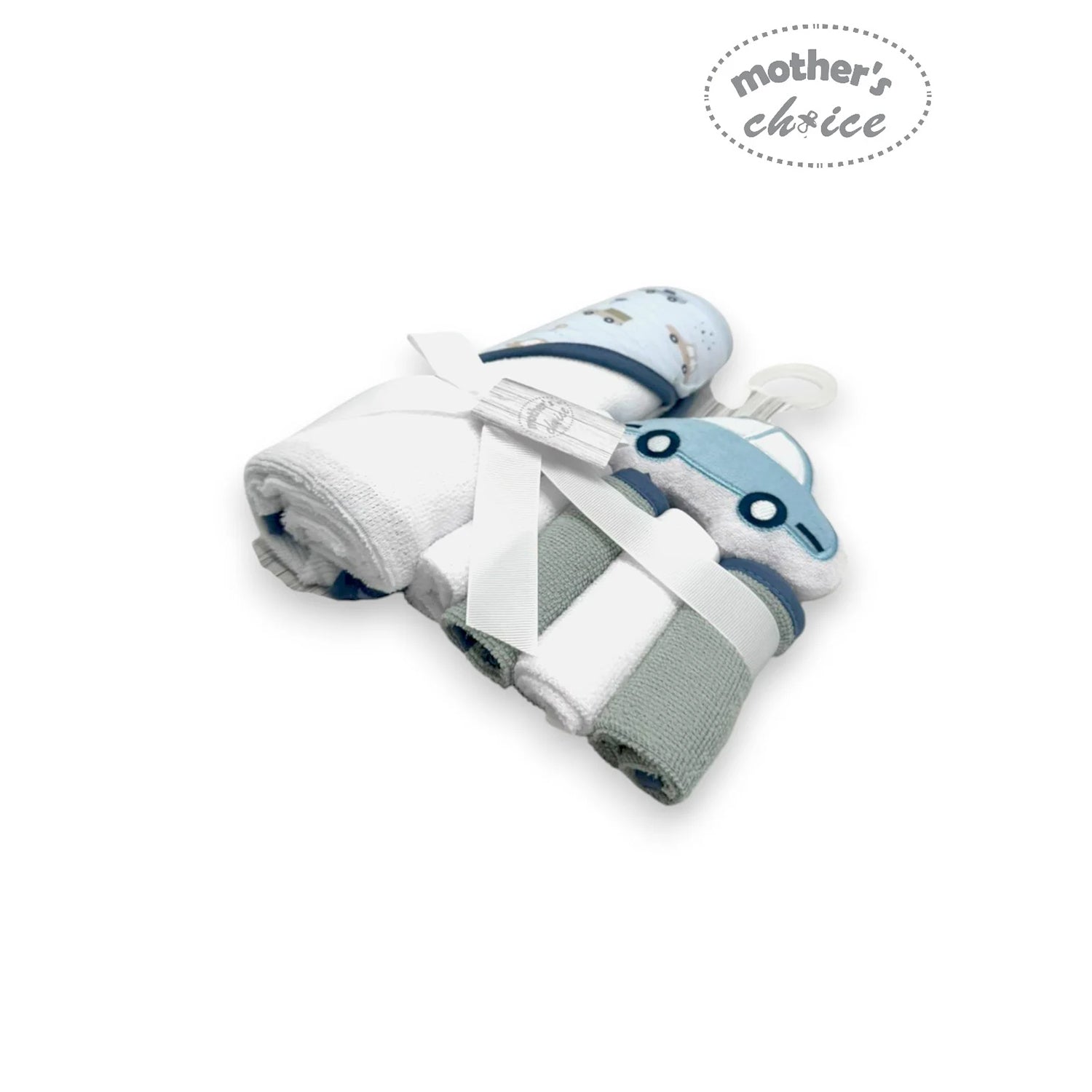 M/C Baby Bath Set 6 Piece (Wash Sponge Blue Car)