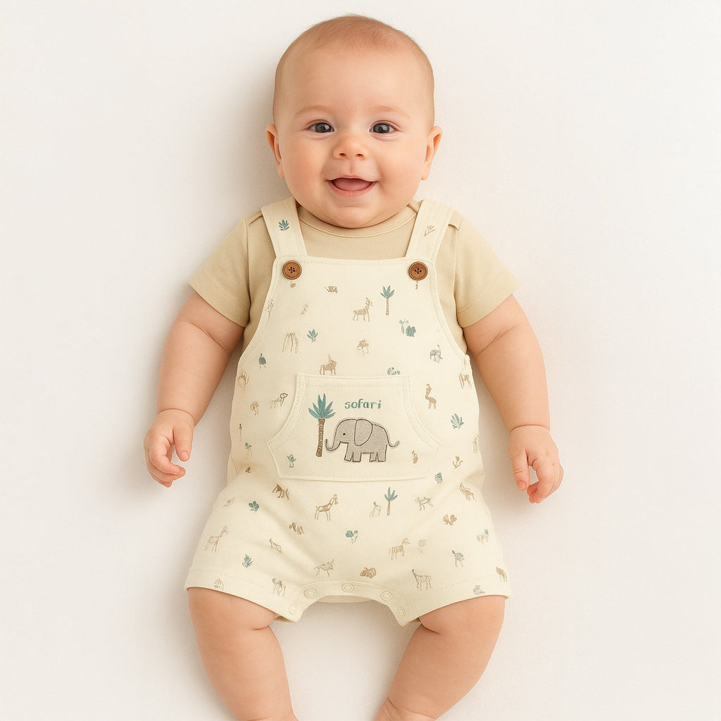 M/C INF 2PC Cool Safari Dungaree 0-9M