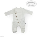M/C Cotton Side Button Romper White 0-3M