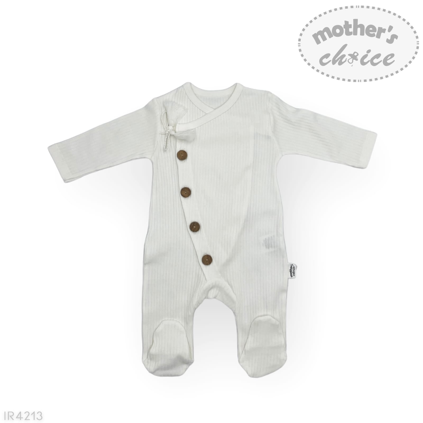 M/C Cotton Side Button Romper White 0-3M