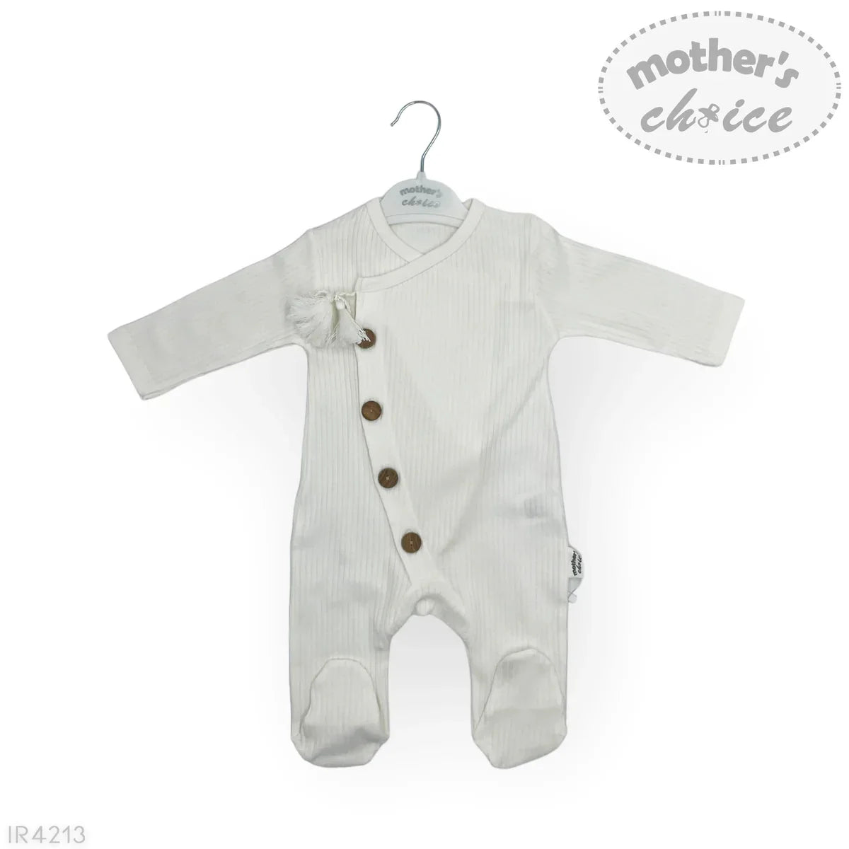 M/C Cotton Side Button Romper White 0-3M