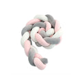 Three Cube Knotted Crib Bumper - White, Grey & Pink