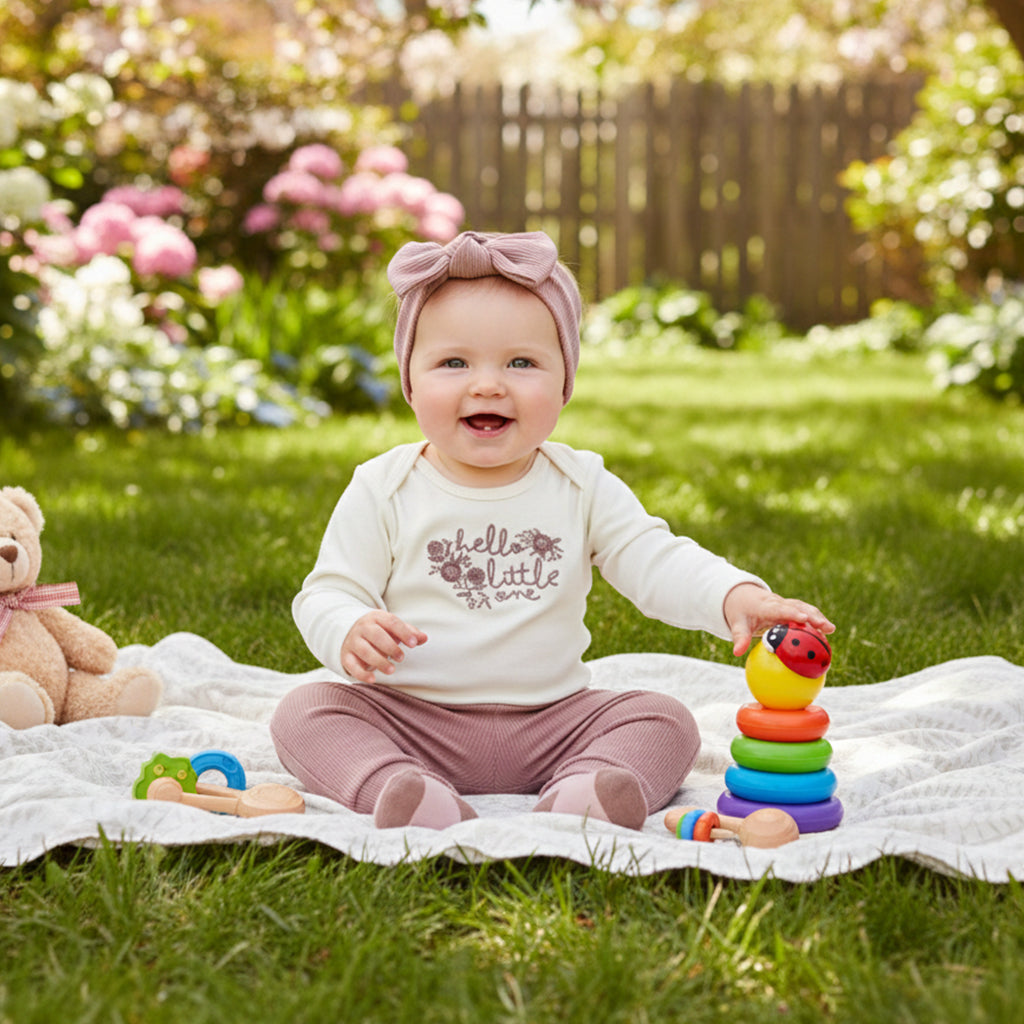 Little One 4 Piece Set with Bow Pink