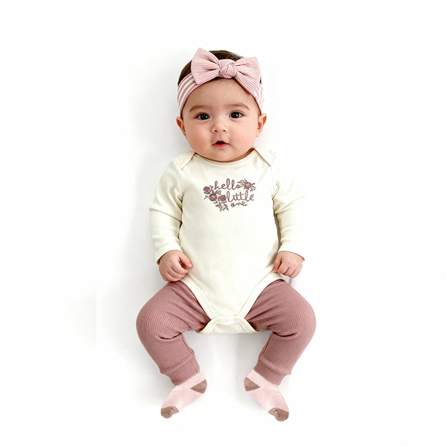 Little One 4 Piece Set with Bow Pink