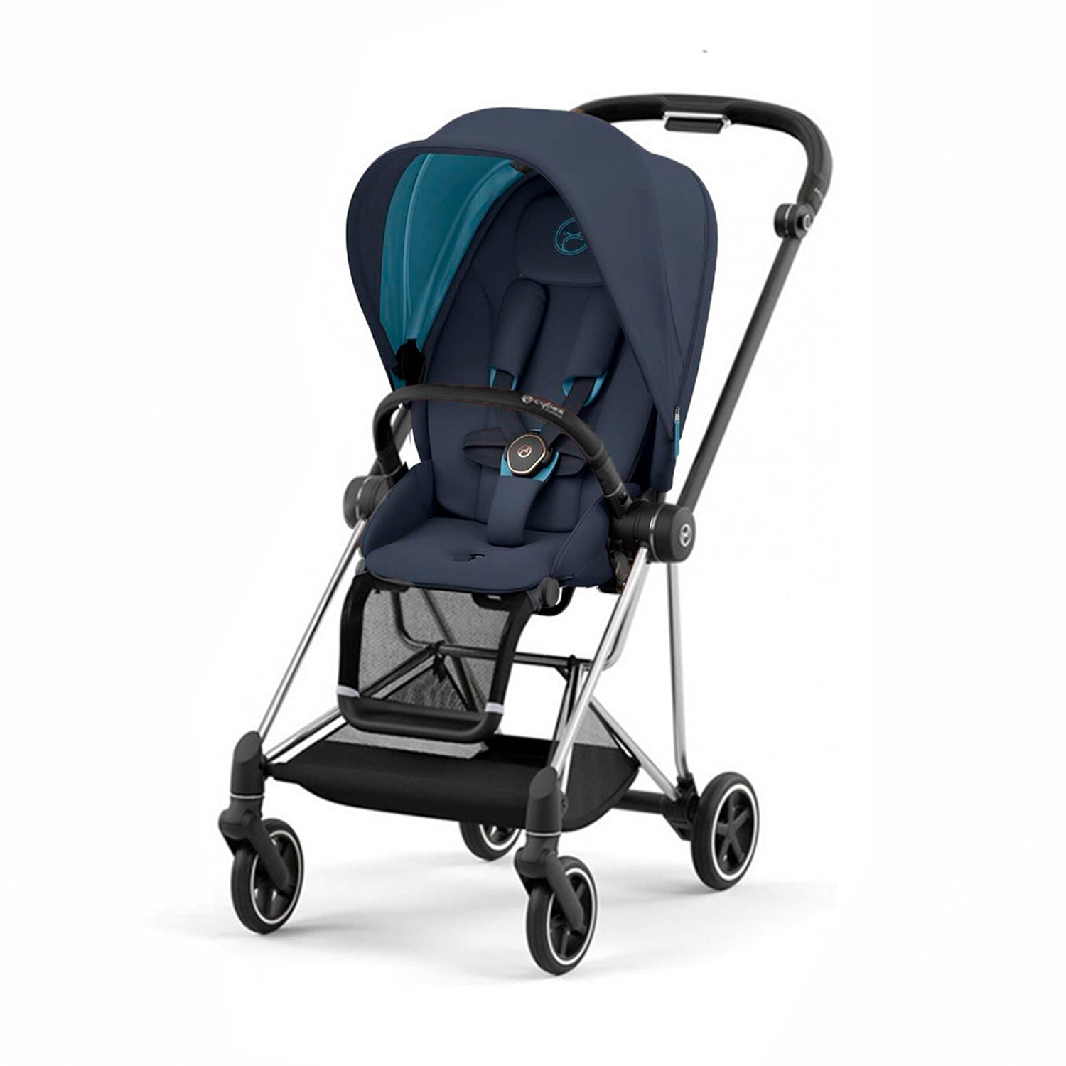 MIOS GEN 3 Chrome Frame with Nautical Blue Seat Pack + Jewels Of Nature Lux Carry Cot