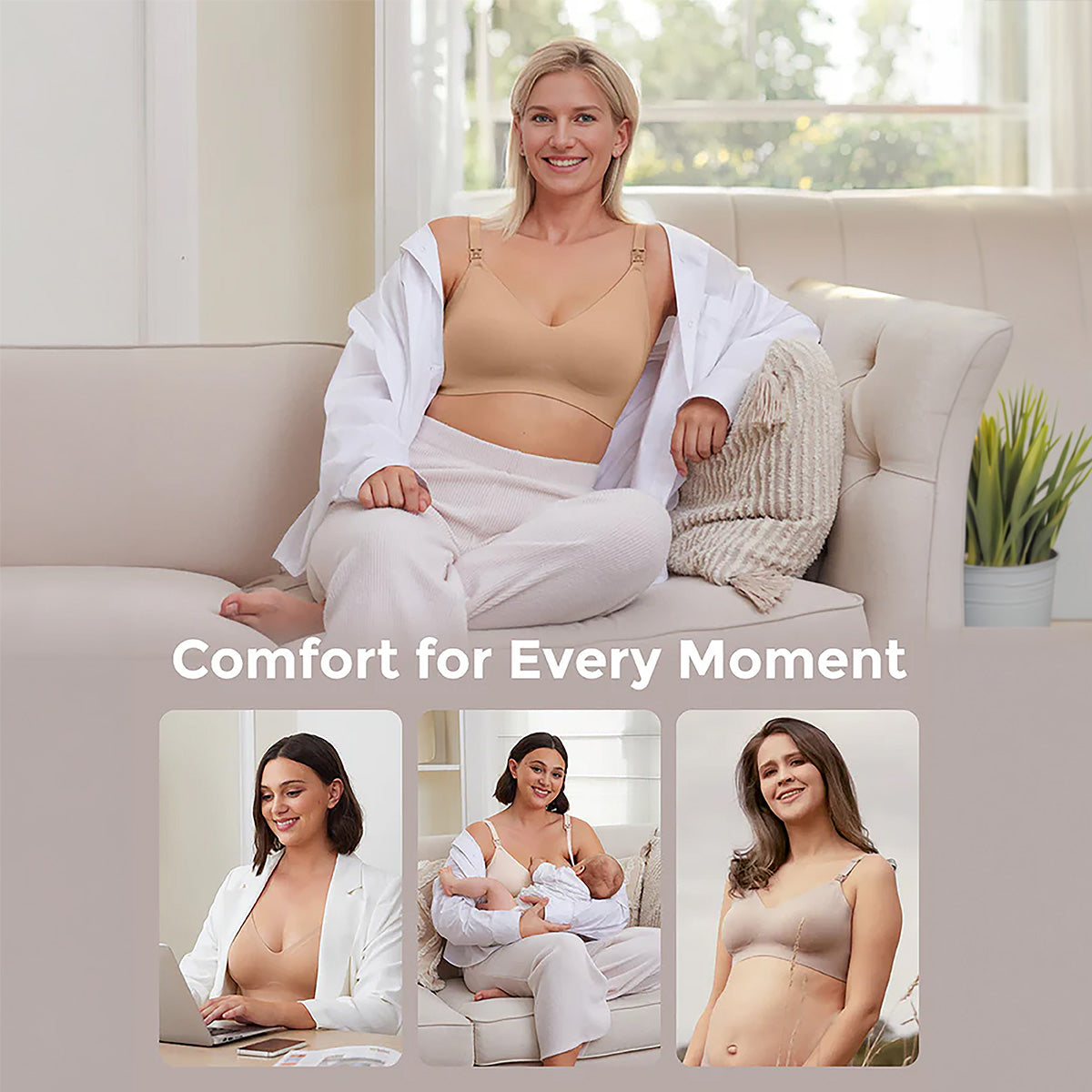 MomCozy Nursing Bra - Biege
