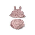 Pink Tweeded  Sleeveless 2 Piece Top & Shorts