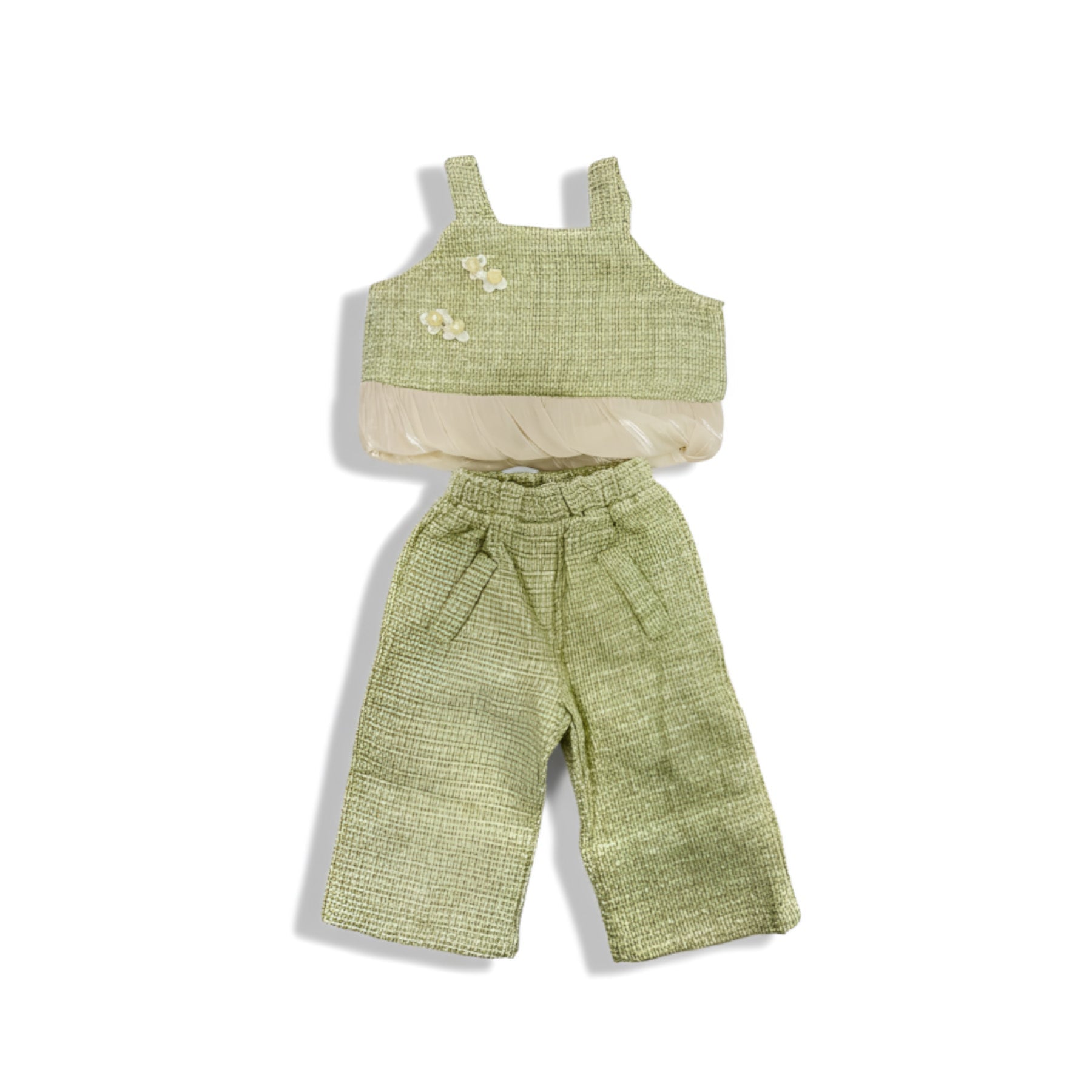 Mini Tweeded Sleveless Top & Pants Mint Green