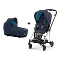 MIOS GEN 3 Chrome Frame with Nautical Seat Pack + Midnight Blue Carry Cot