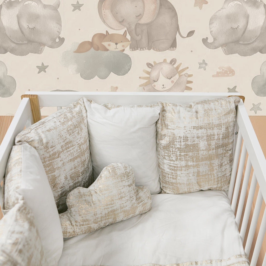 Plush Designer 5 Piece Set - White & Gold Foil