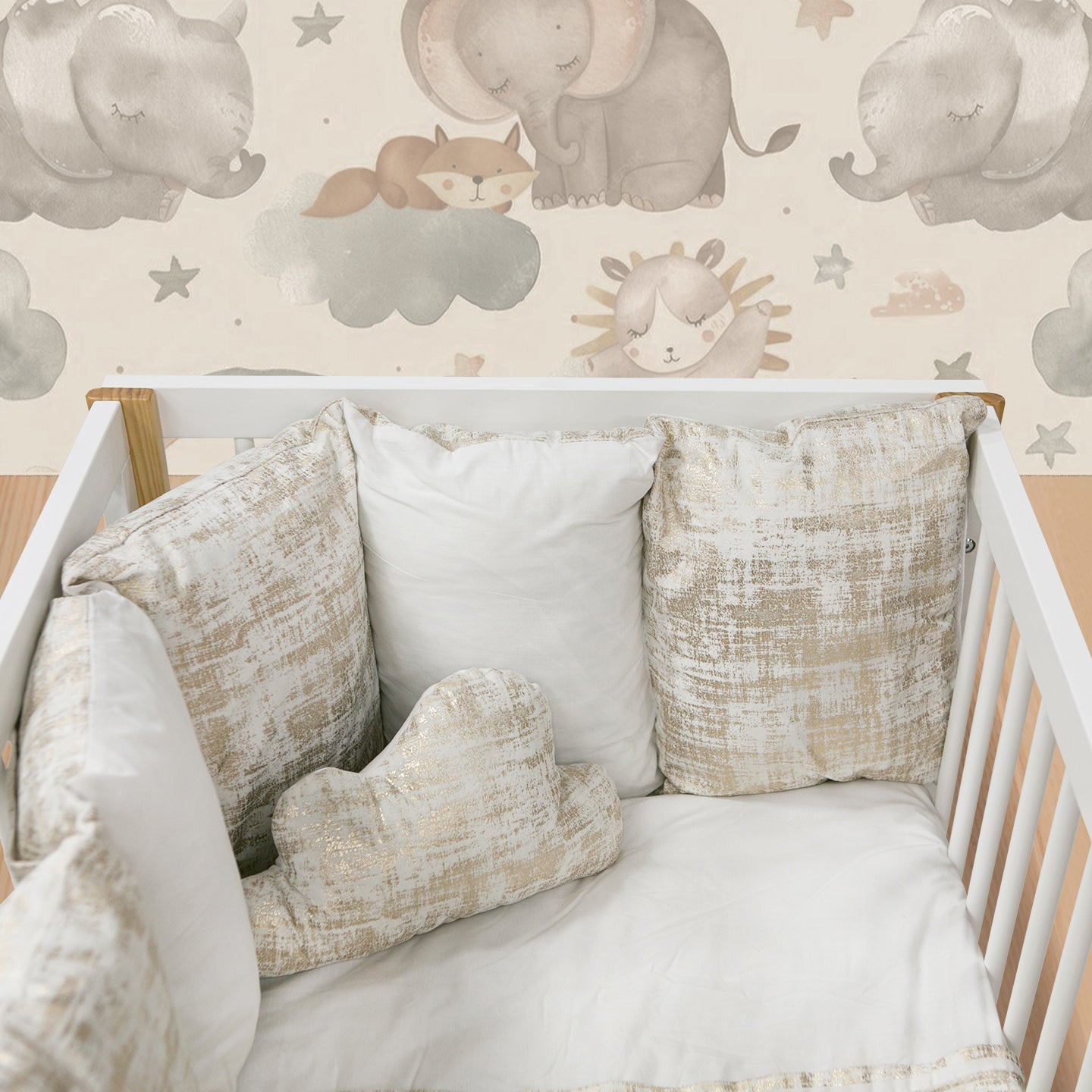 Plush Designer 5 Piece Set - White & Gold Foil