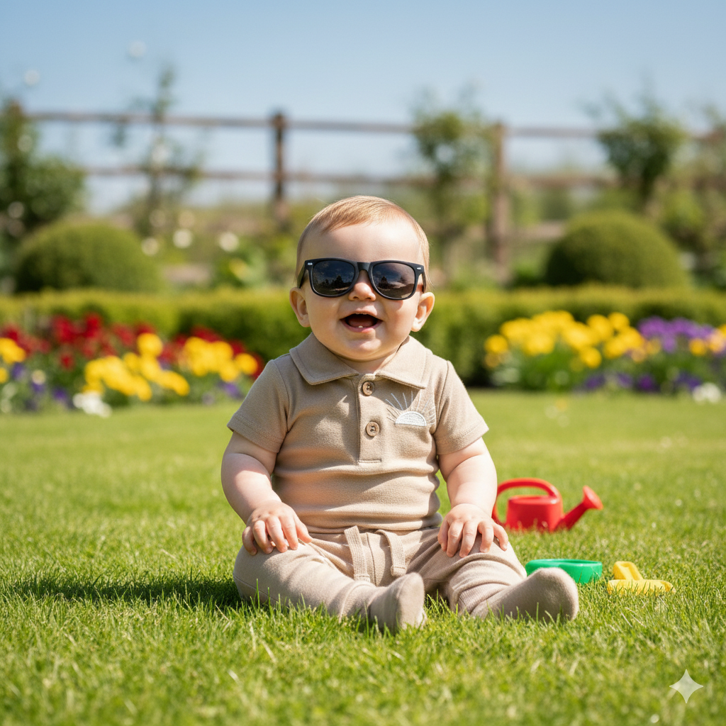 Organic Cotton 4 Piece Babygrower with Sunglasses