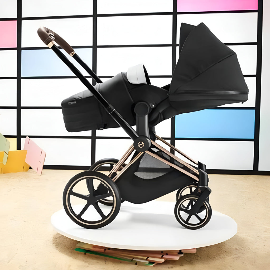 PRIAM Gen 3 Chrome Frame with Autumn Gold Seat Pack + Sirona M2 i-Size with Base M & Lite Cot Black