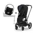 PRIAM Gen 4 Matt Black Frame + Sepia Black Seat Pack + Cloud G i-Size Magic Black