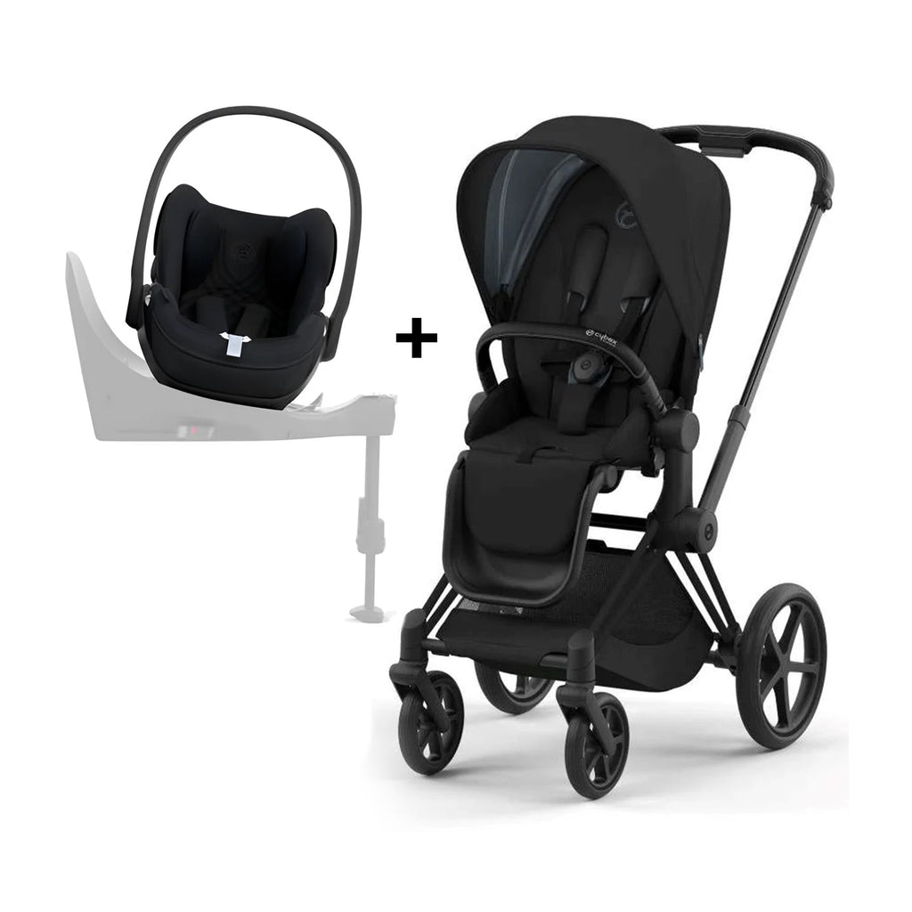 PRIAM Gen 4 Matt Black Frame + Sepia Black Seat Pack + Cloud T i-Size