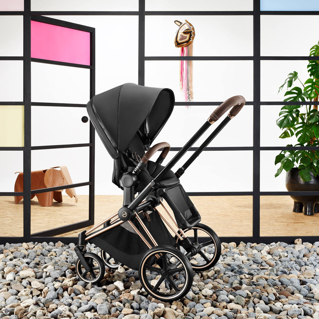 PRIAM Gen 4 Gold Frame with Sepia Black Seat Pack