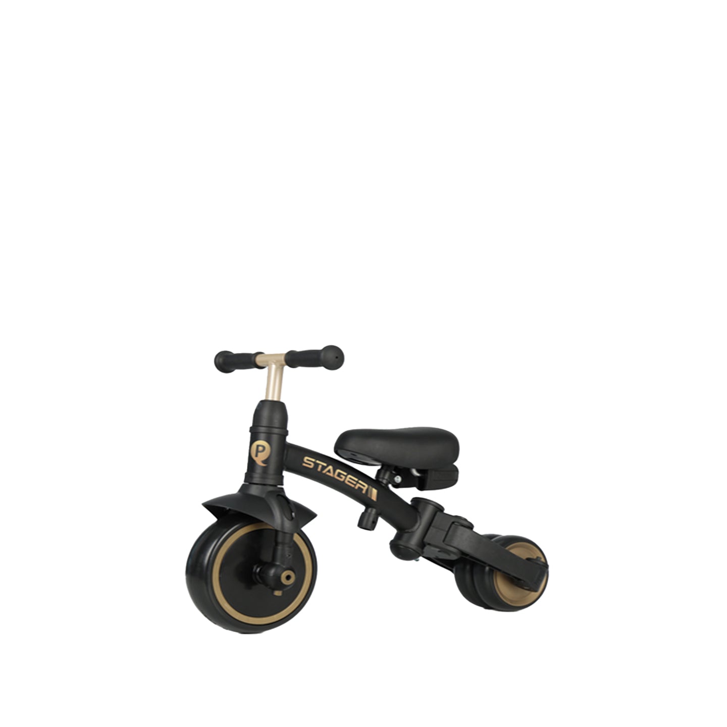 QPLAY Stager 3 IN 1 Tricycle W/Child Pushchair - Black & Gold