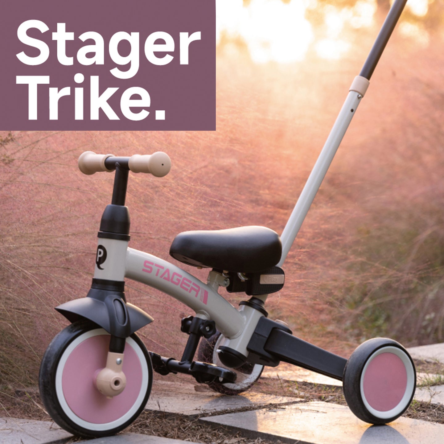 QPLAY Stager 3 IN 1 Tricycle W/Child Pushchair - Black & Gold