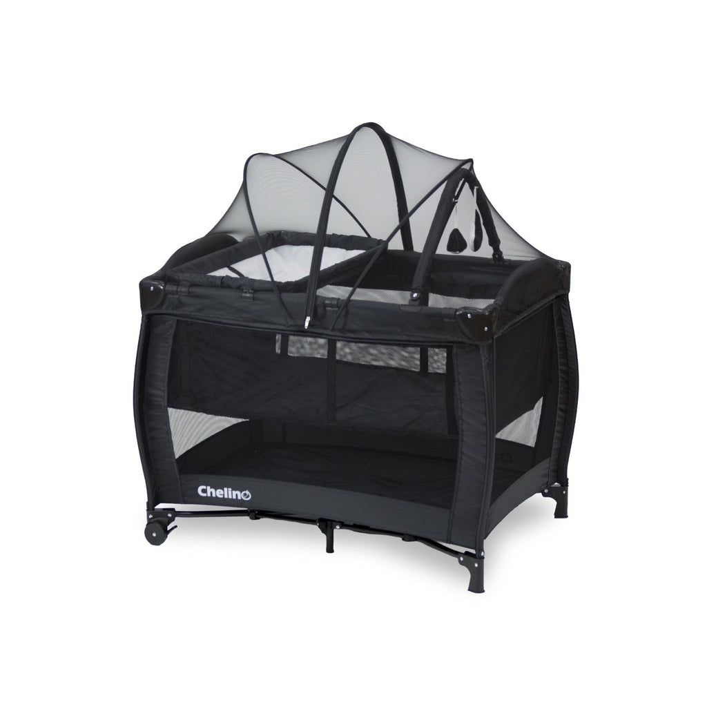 Chelino Tommy Camp Cot Black with Mattress