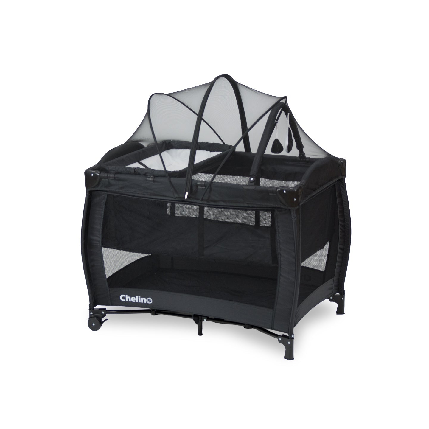 Chelino Tommy Camp Cot Black with Mattress