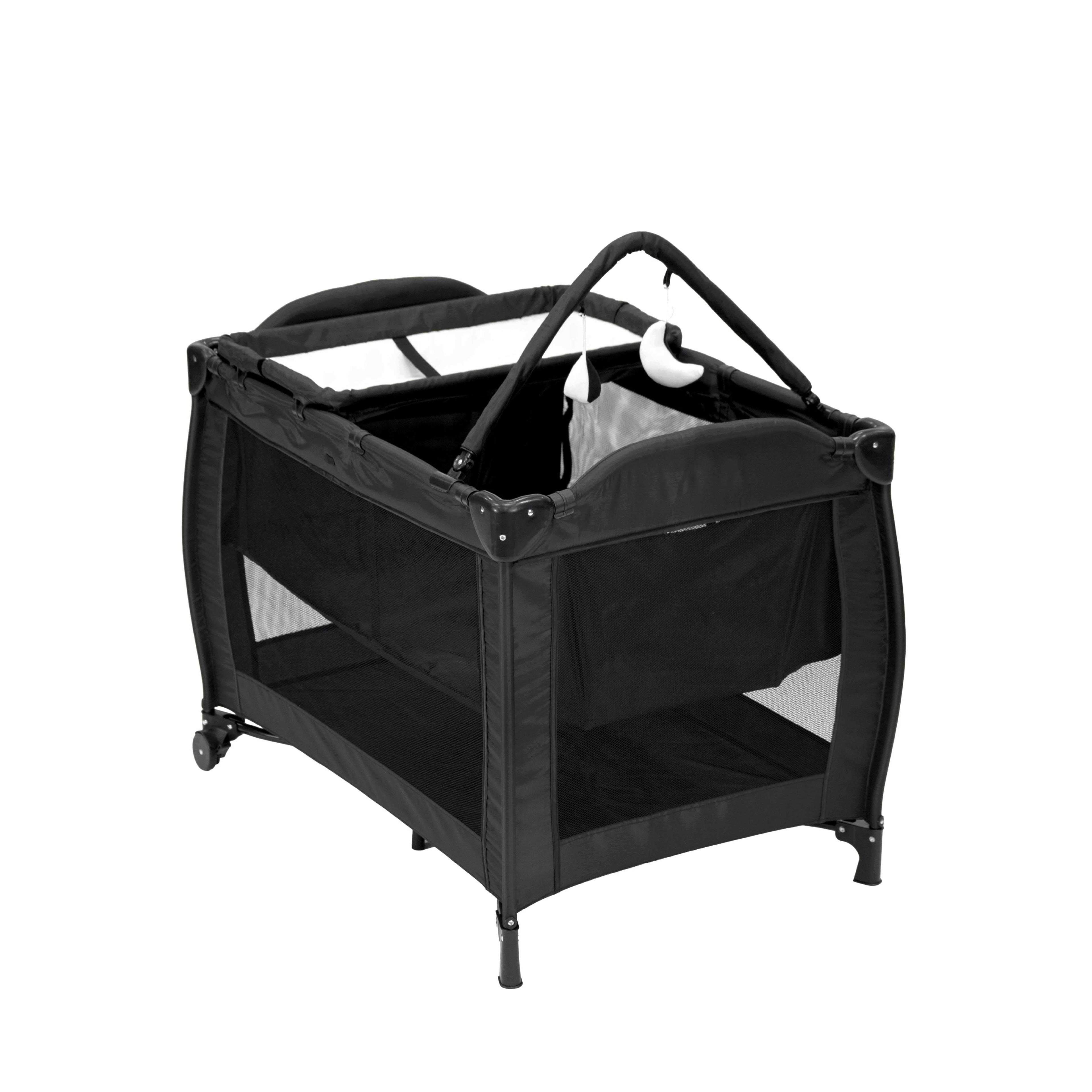Chelino Tommy Camp Cot Black with Mattress